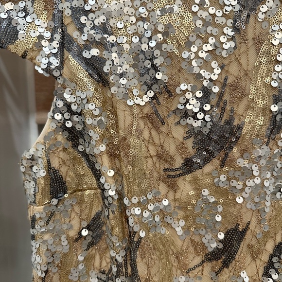 Gold, silver, champagne sparkle/sequin Nicole Miller Dress NWOT - Picture 3 of 4